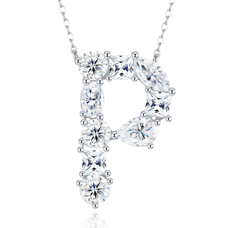 Hayesaura | Street Hip-Hop 18K Plated D-Color Moissanite 26 Initial Letters Necklace | Unisex Avant-Garde Clavicle Chain Statement