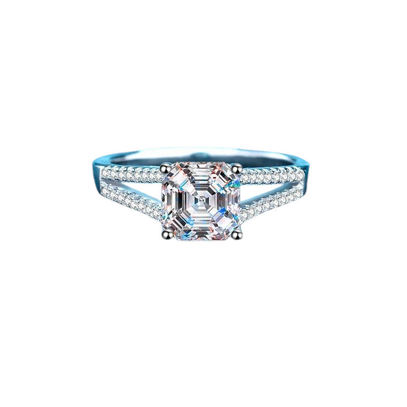 Hayesaura | Office Siren 18K Plated Asscher Cut Moissanite | High-Cold Daily Promise Ring