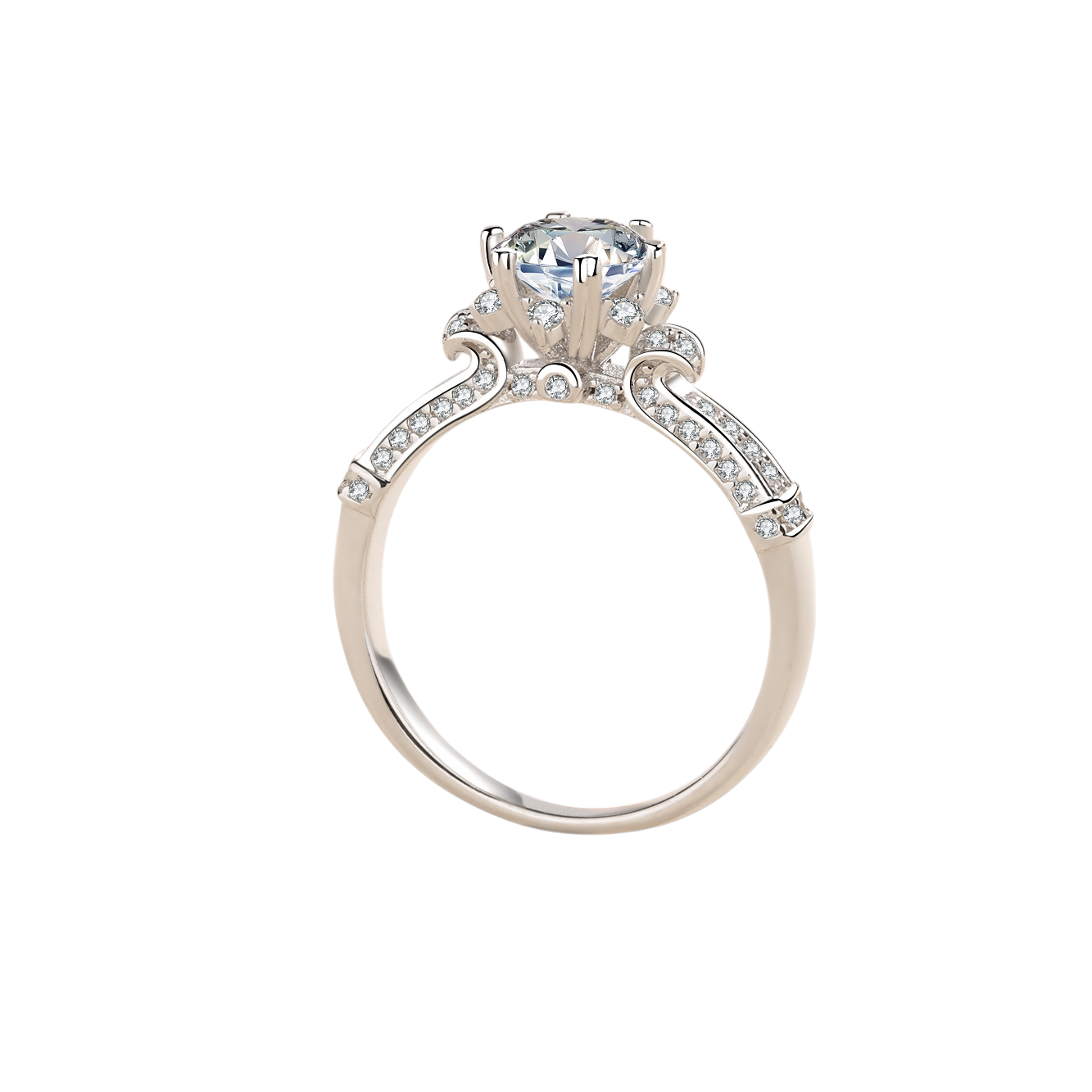 Hayesaura | Vintage Glamour Six-Prong Floral Bouquet Moissanite Ring | Old Money Statement Ring