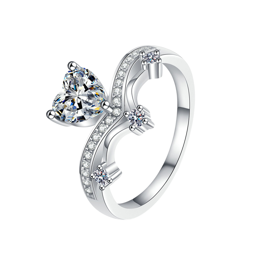 Hayesaura | Clean Fit Elegant Heart V-Shape Moissanite Ring | Modern Romance Promise Ring