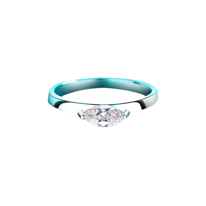 Hayesaura | Avant-Garde Minimalist Marquise Cut Moissanite Solitaire | Clean Fit Statement Ring