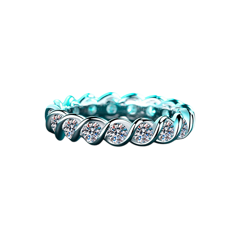 Hayesaura | Cyber Y2K Screw Thread Full Moissanite Statement Band