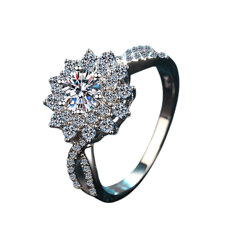 Hayesaura | Stars Holding the Moon Four-Prong Moissanite Wedding Ring