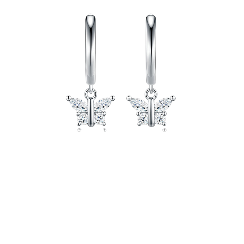 Hayesaura | Fairycore Aesthetic Butterfly Moissanite | Delicate Romantic Huggie Hoops