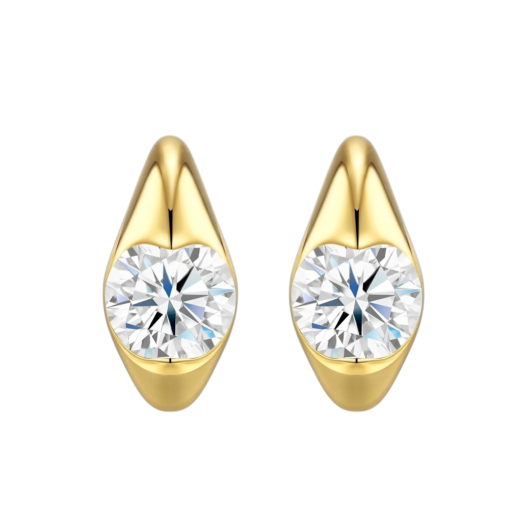 Hayesaura | Office Siren C-Shape Moissanite Ear Hoops | High-Cold Daily Commute Earring