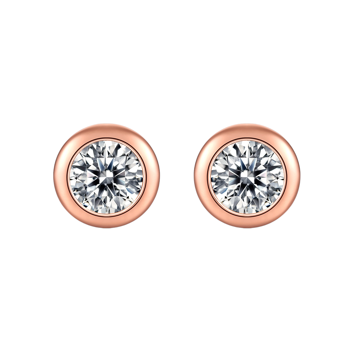 Hayesaura | Coquette Romance Rose Gold Bubble Bezel Moissanite | High-Cold Petite Solitaire Studs