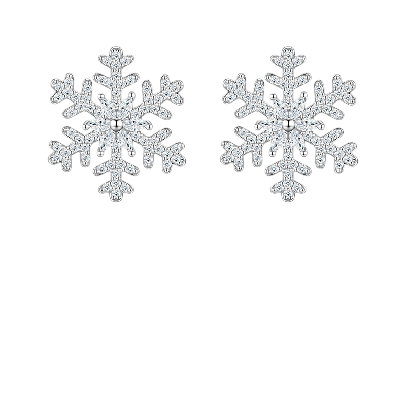 Hayesaura | Parisian Chic Snowflake Halo Moissanite Drops | Winter Glamour High-Society Studs