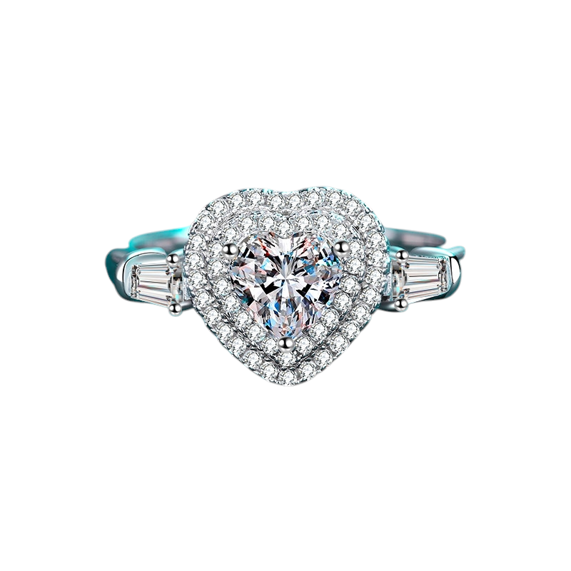 Hayesaura | Coquette Romance Heart-Shaped Bezel Moissanite Ring | High-Cold Bridal Engagement Ring