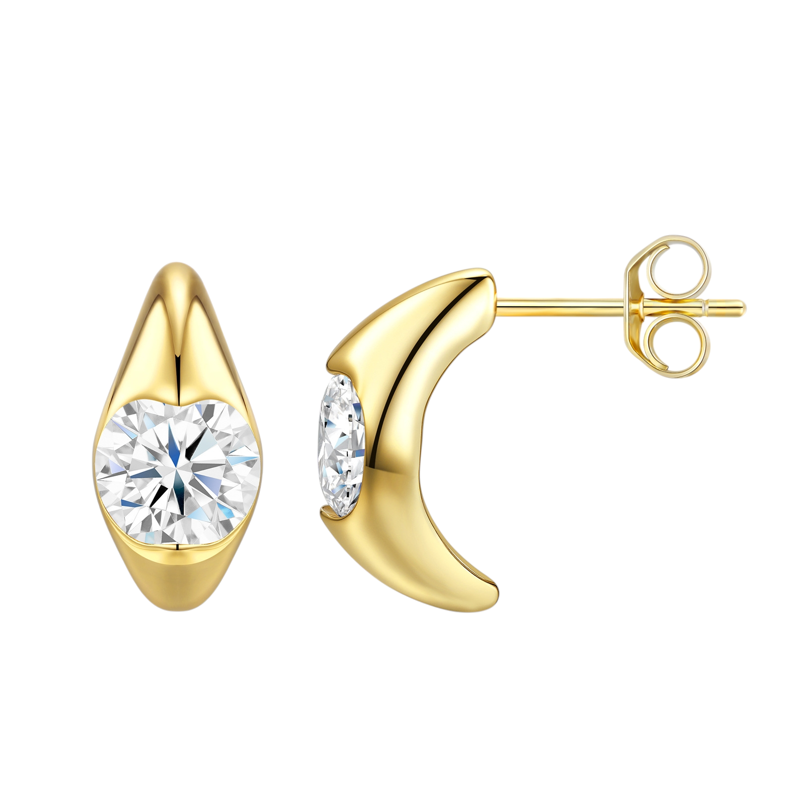 Hayesaura | Office Siren C-Shape Moissanite Ear Hoops | High-Cold Daily Commute Earring