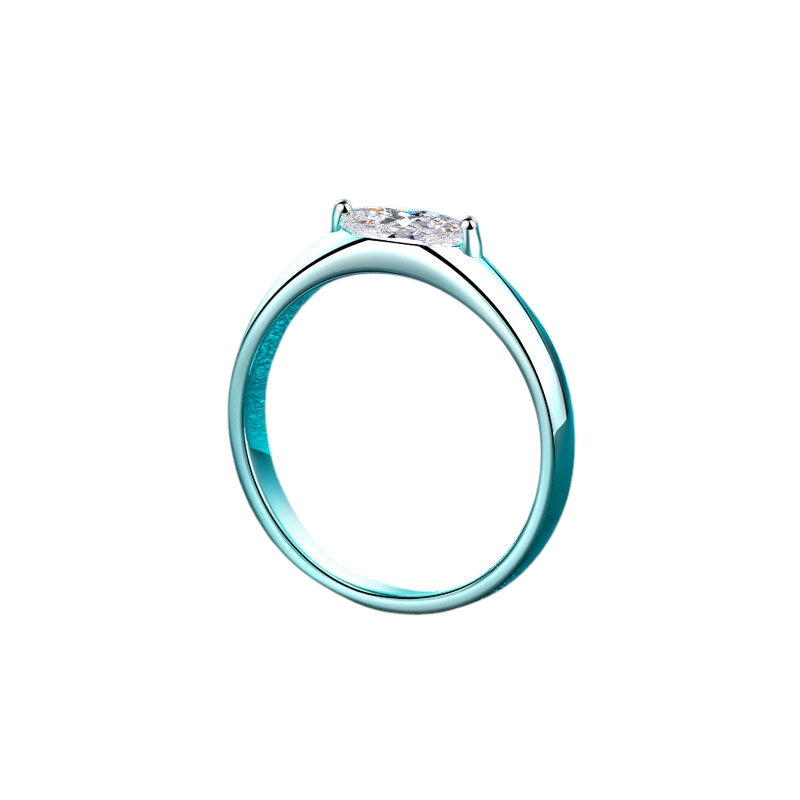 Hayesaura | Avant-Garde Minimalist Marquise Cut Moissanite Solitaire | Clean Fit Statement Ring
