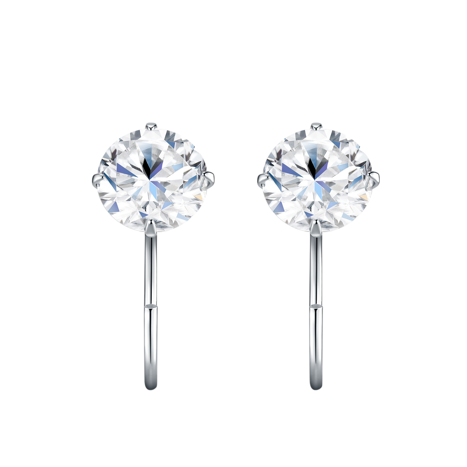 Hayesaura | Scandinavian Four-Prong C-Shape Moissanite Hooks | Minimalist Low-Profile Ear-Wire