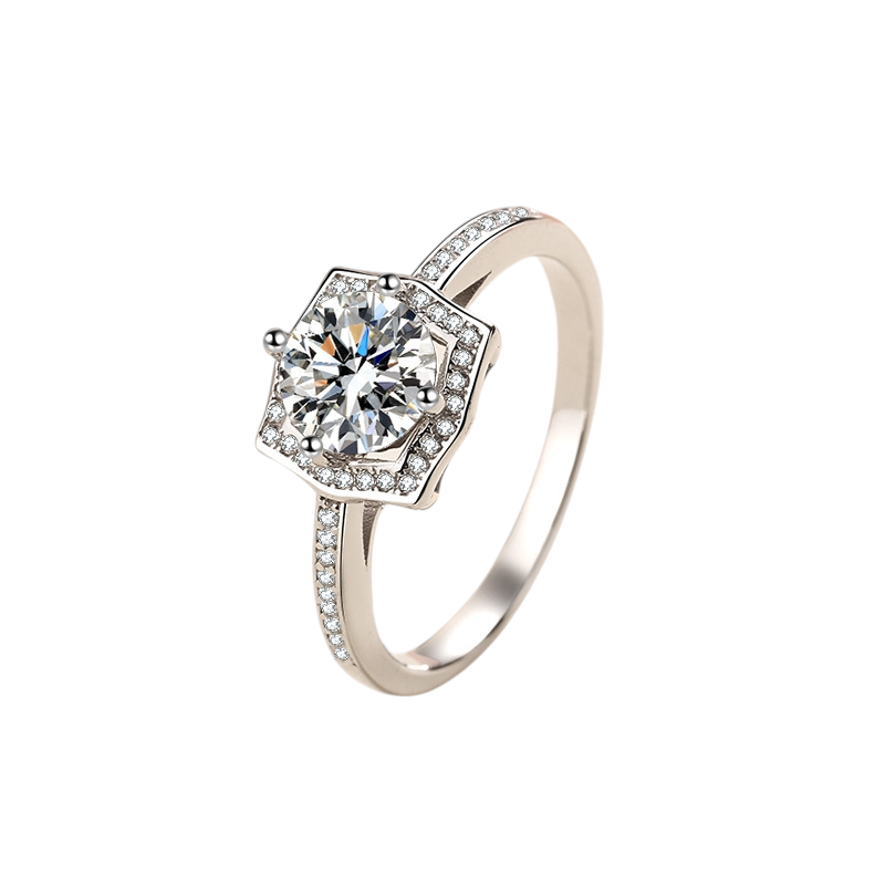 Hayesaura | High-Cold Minimalist Moissanite Wedding Ring | Office Siren Architecture Band