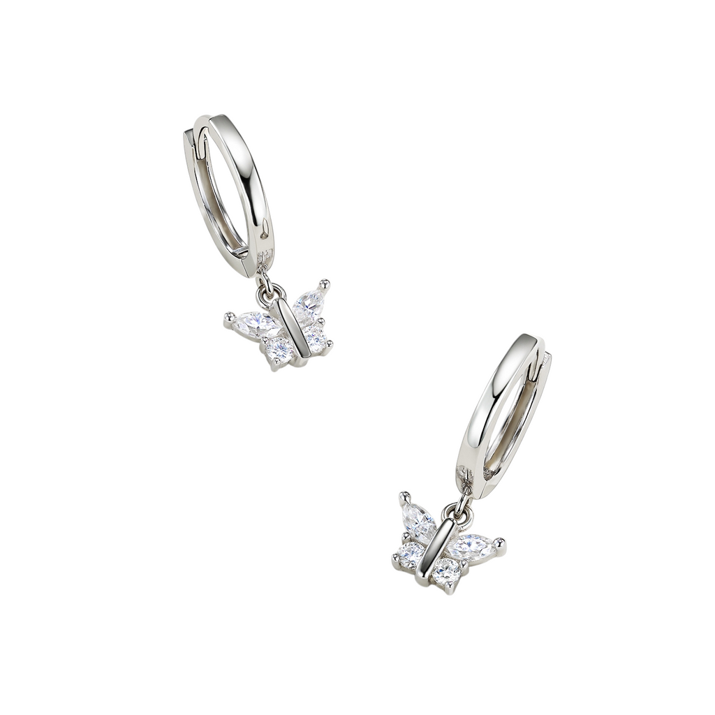 Hayesaura | Fairycore Aesthetic Butterfly Moissanite | Delicate Romantic Huggie Hoops