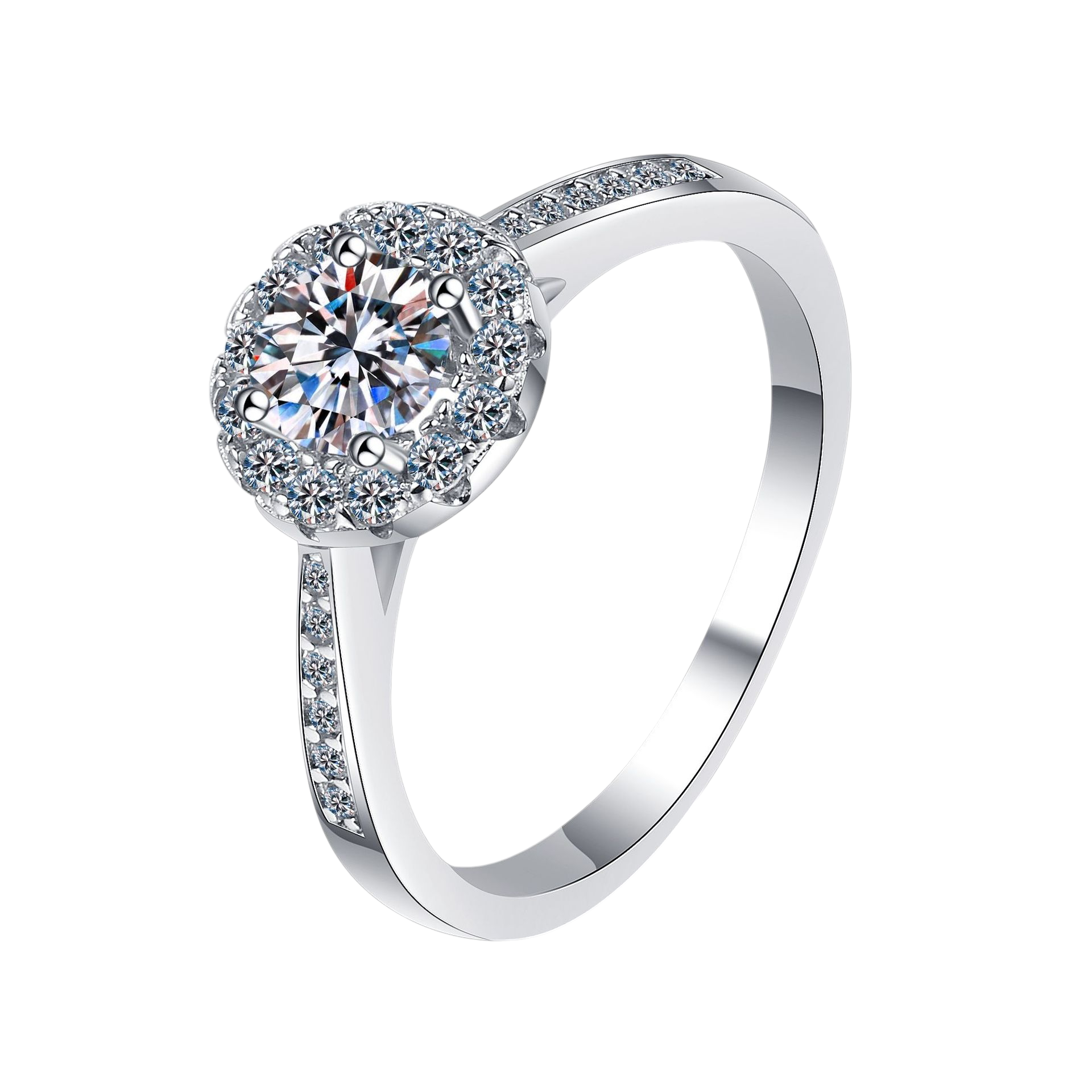 Hayesaura | Modern Bezel-Set Four-Prong Round Moissanite Ring