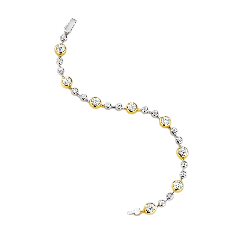 Hayesaura | Two-Tone Bubble Bead Minimalist Moissanite Bracelet | High-Cold Shifting Contrast Accents