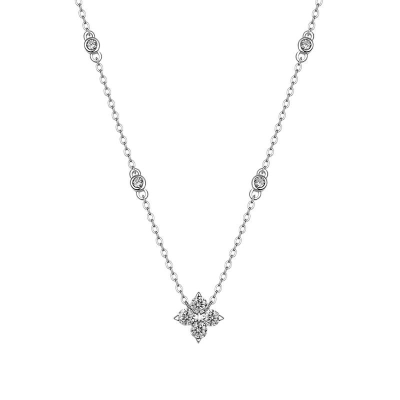 Hayesaura | Art Deco 18K White Gold Plated Geometric Clover | Vintage Glamour Bridal Pendant