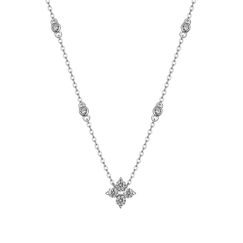 Hayesaura | Art Deco 18K White Gold Plated Geometric Clover | Vintage Glamour Bridal Pendant