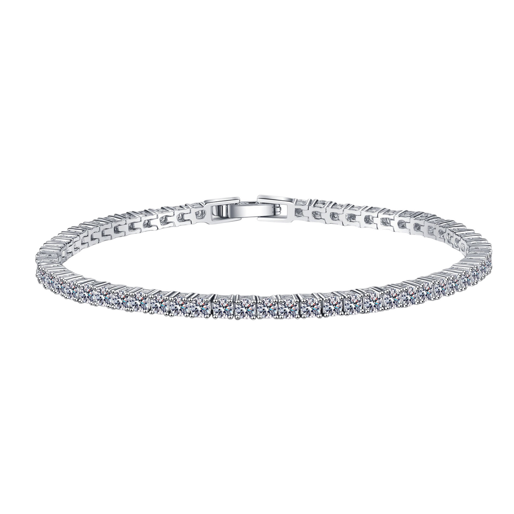 Hayesaura | Clean Fit Petite Minimalist Chain Tennis Moissanite Bracelet | Everyday Delicate Commute Gift