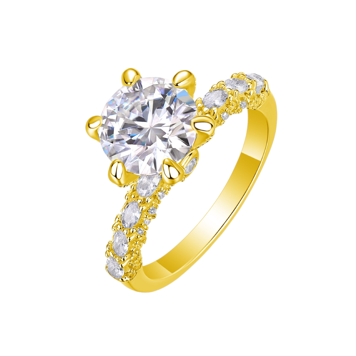 Hayesaura | Tri-Color Heavy Inlay Moissanite Proposal Ring | Minimalist