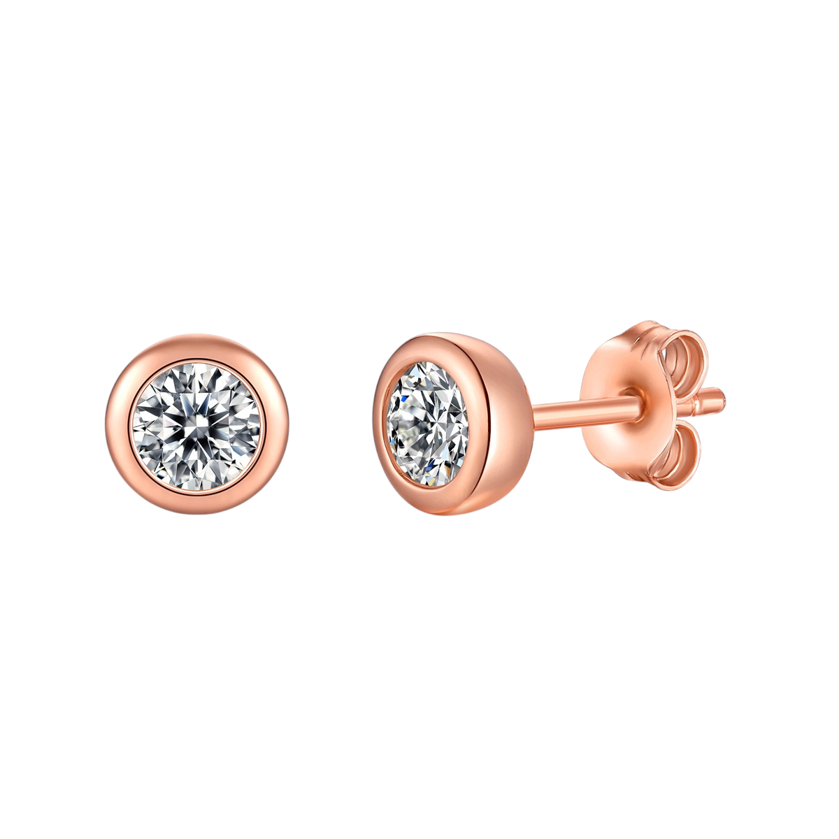 Hayesaura | Coquette Romance Rose Gold Bubble Bezel Moissanite | High-Cold Petite Solitaire Studs