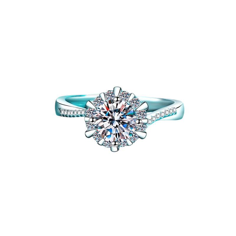 Hayesaura | Vintage Glamour Elegant Sunflower Halo Moissanite Ring | Coquette Evening Statement