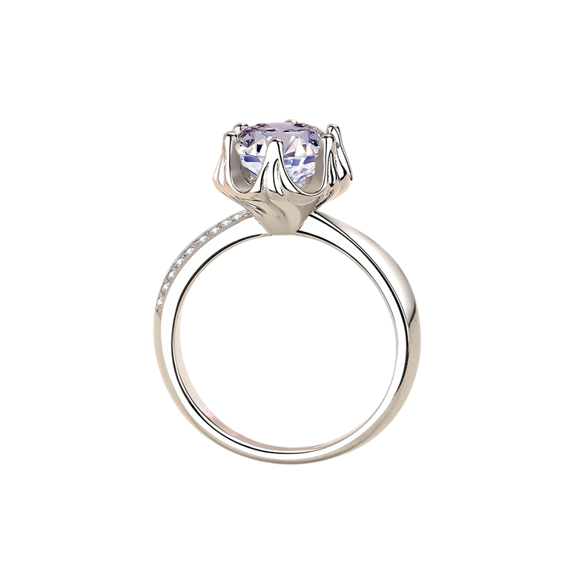 Hayesaura | Crown Four-Prong Brilliant Moissanite Solitaire Wedding Ring
