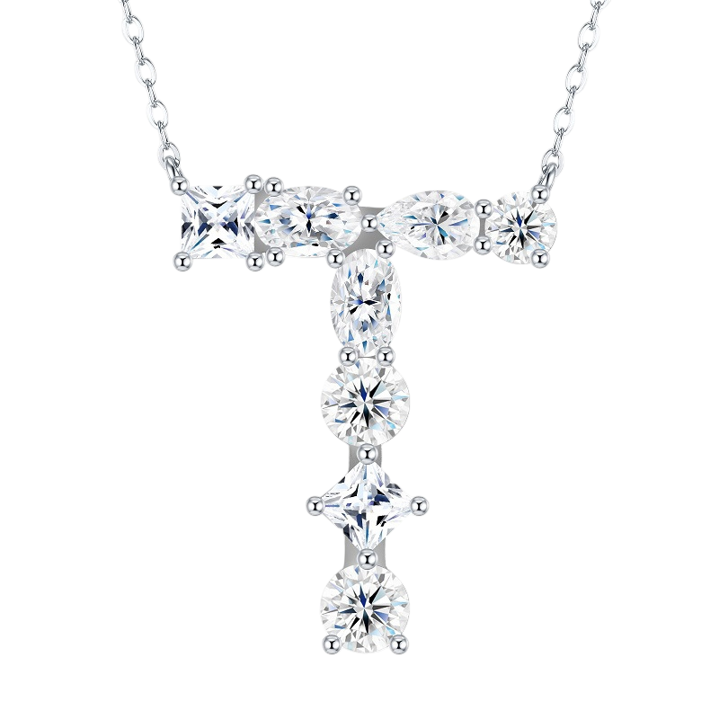 Hayesaura | Street Hip-Hop 18K Plated D-Color Moissanite 26 Initial Letters Necklace | Unisex Avant-Garde Clavicle Chain Statement