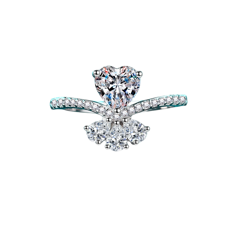 Hayesaura | Parisian Chic 18K Plated Heart Bouquet Moissanite Ring | Romantic Date Anniversary Statement