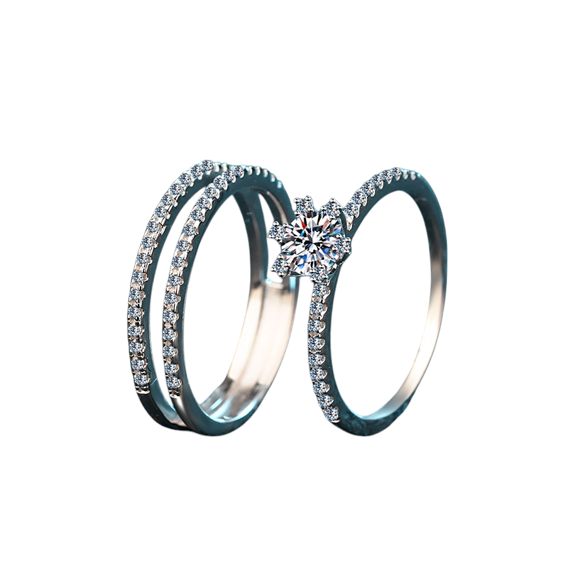 Hayesaura | Cyber 3-in-1 Transformable Moissanite Eternity Ring Set