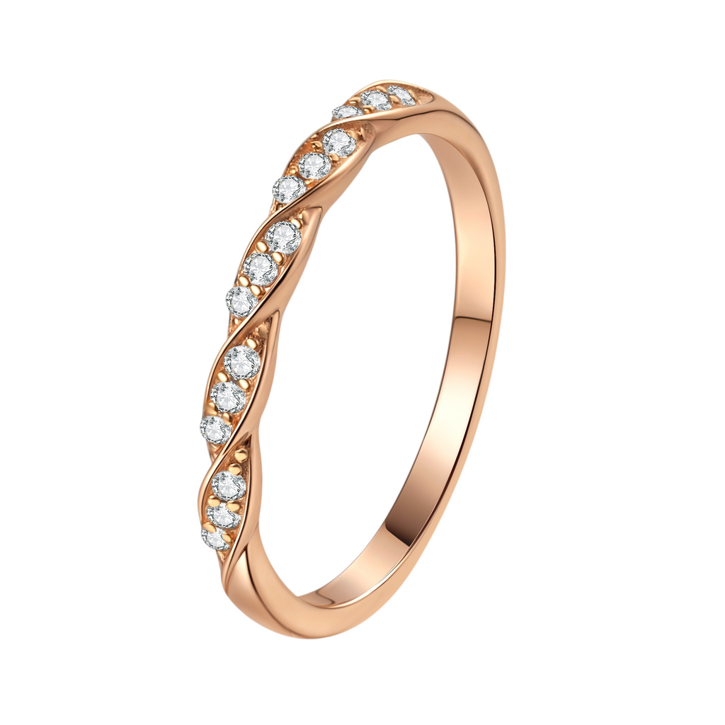 Hayesaura | Golden Hour Champagne Plated Wavy Starry Sky Moissanite Band | Office Siren Daily Tail Ring