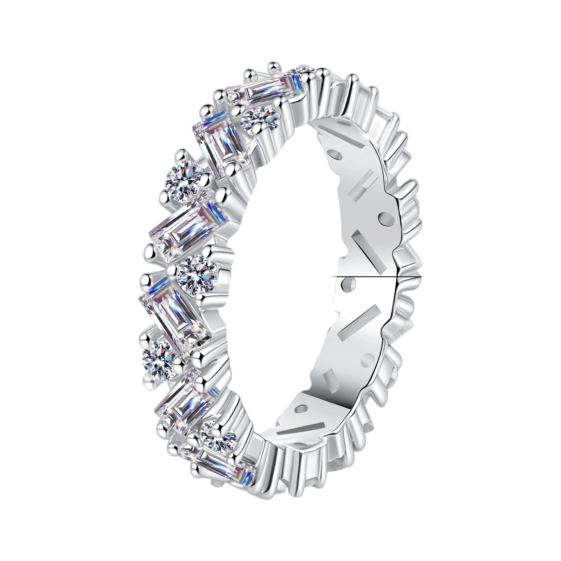 Hayesaura | Beveled Radiant Cut High-Cold Moissanite Eternity Band