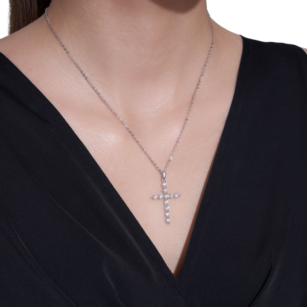Hayesaura | Gothic Romance 18K Plated Cross Moissanite Pendant | Avant-Garde Statement Choker