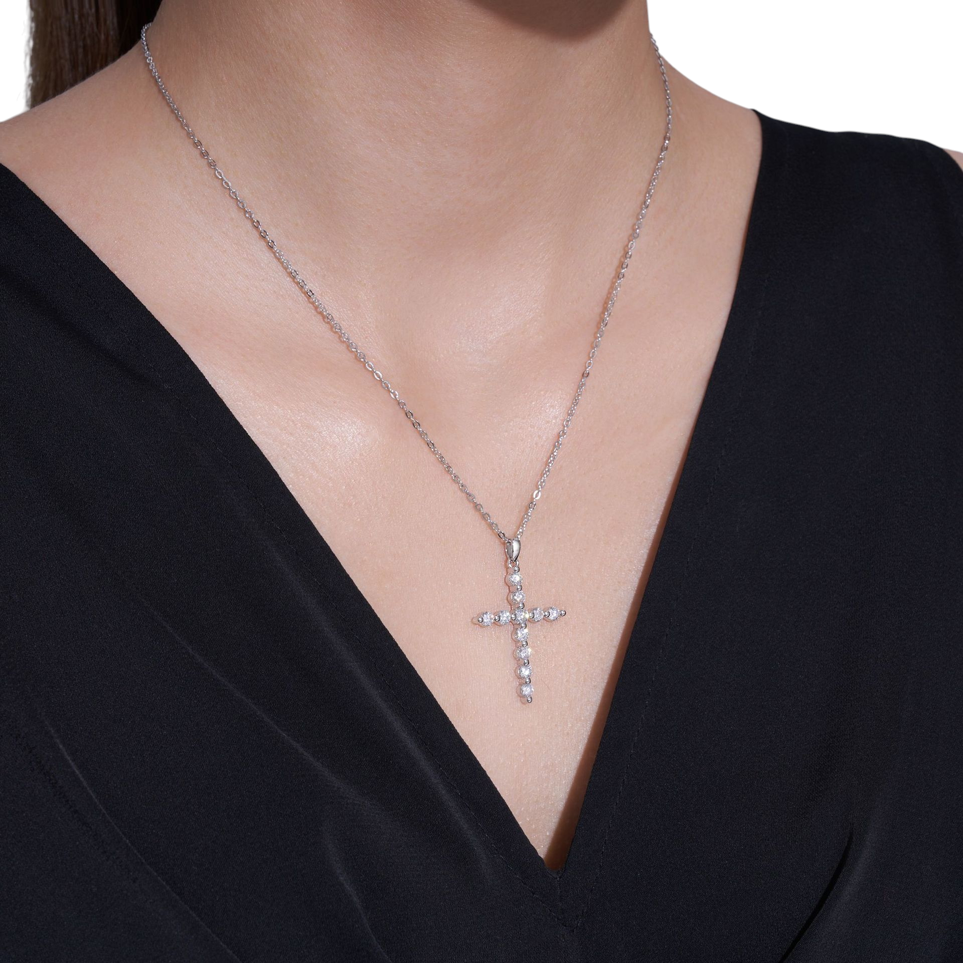Hayesaura | Gothic Romance 18K Plated Cross Moissanite Pendant | Avant-Garde Statement Choker