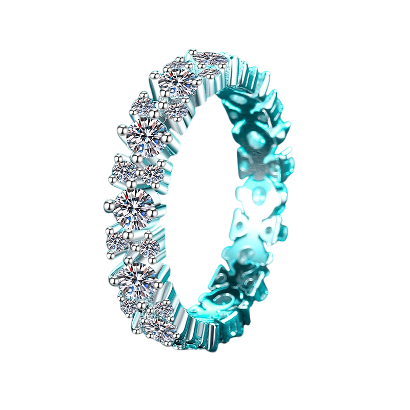 Hayesaura | Parisian Chic 18K Plated Hollow Pavé Moissanite Band | Clean Fit Daily Minimalist Ring