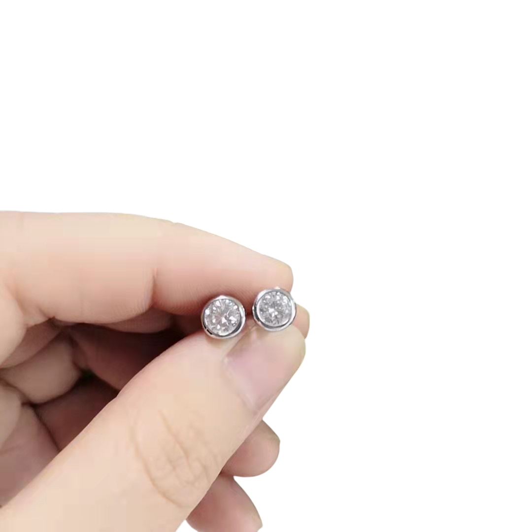 Hayesaura | Coquette Romance Rose Gold Bubble Bezel Moissanite | High-Cold Petite Solitaire Studs
