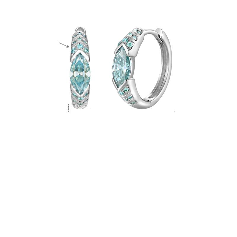 Hayesaura | Avant-Garde Unisex Blue Moissanite Huggie Hoops | Vintage Grunge Minimalist Ear-Clasp