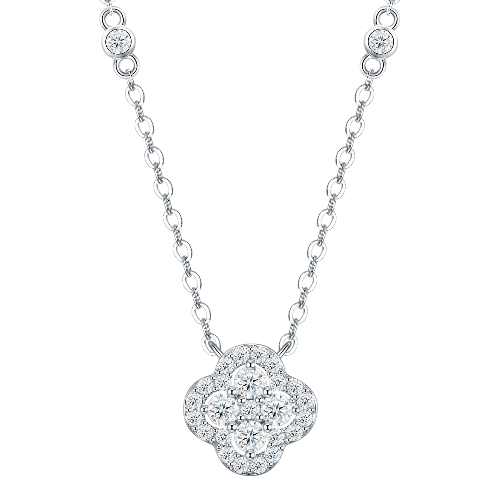 Hayesaura | Regal Heritage 18K Plated Full Pavé Clover Moissanite | Old Money Evening Statement Pendant