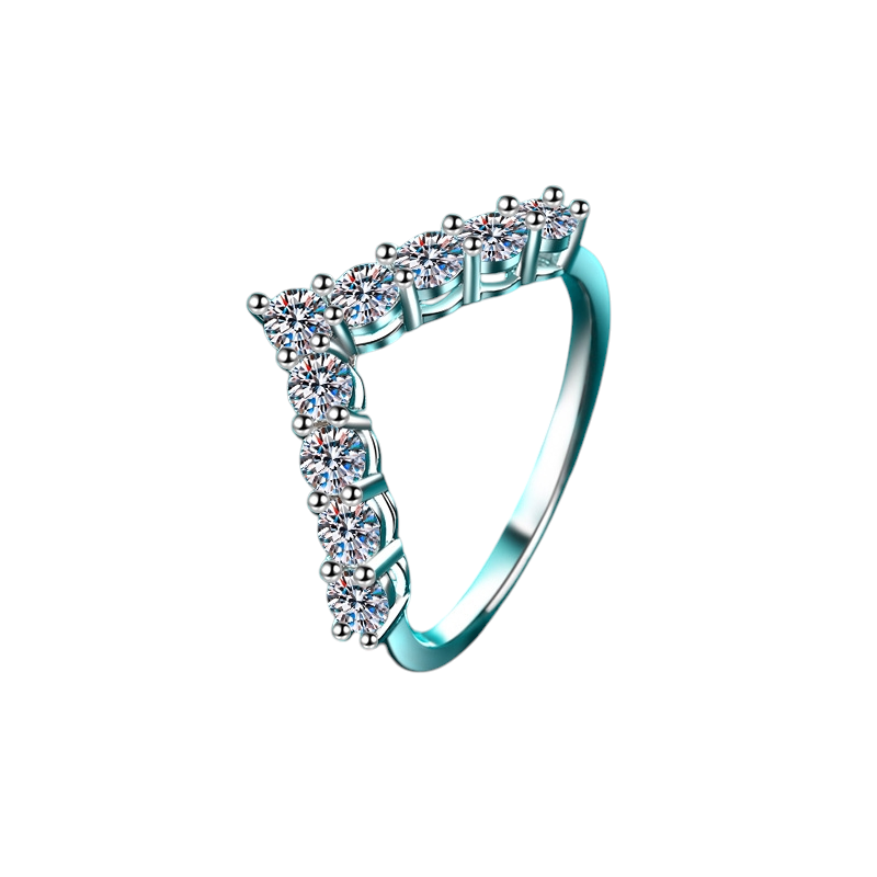 Hayesaura | Cyber Y2K Large V-Shape Chevron Moissanite Band | Acubi Style Bold Statement Ring