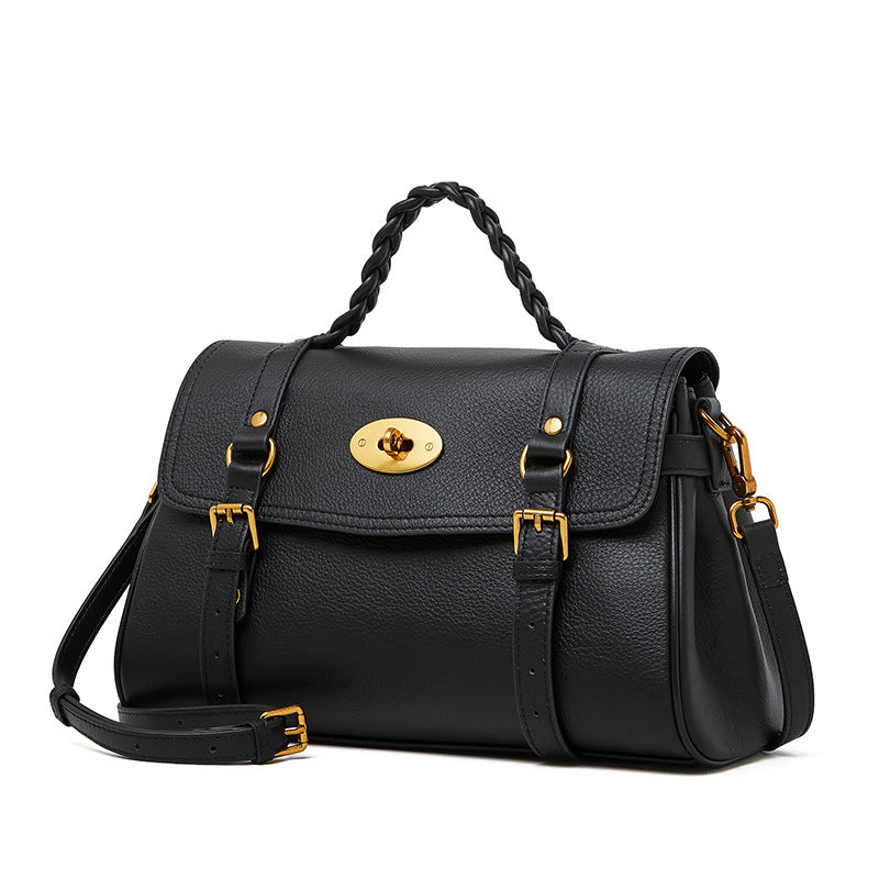 Hayesaura | Lazy Pleated Top-Layer Cowhide Bucket Tote Bag