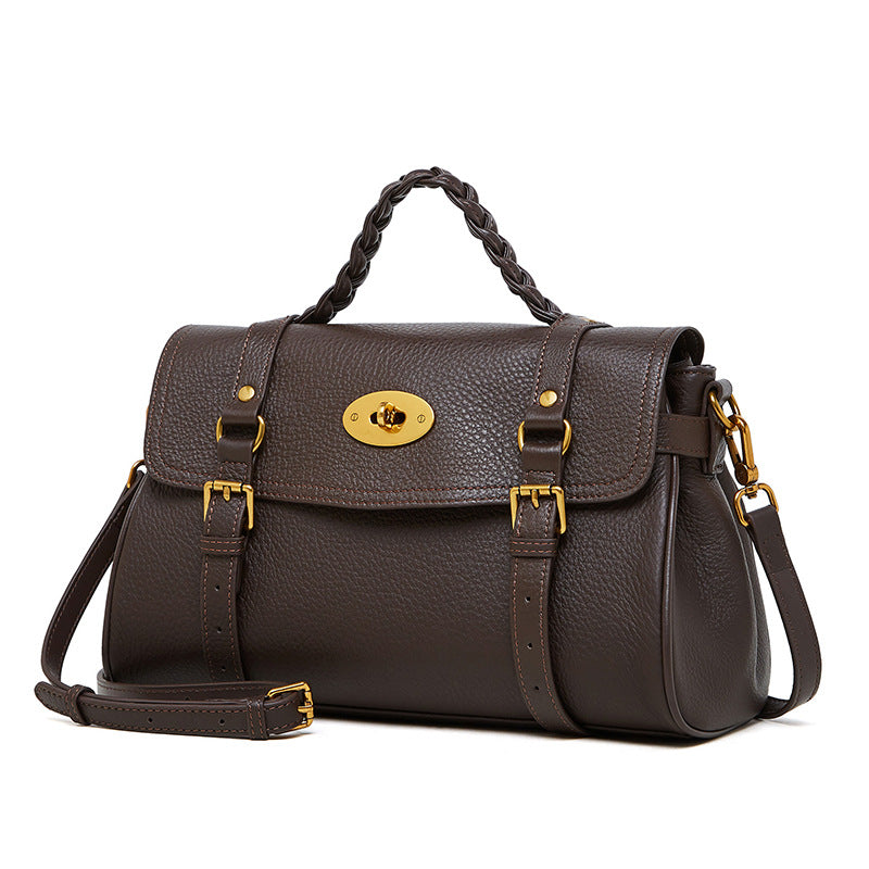 Hayesaura | Lazy Pleated Top-Layer Cowhide Bucket Tote Bag