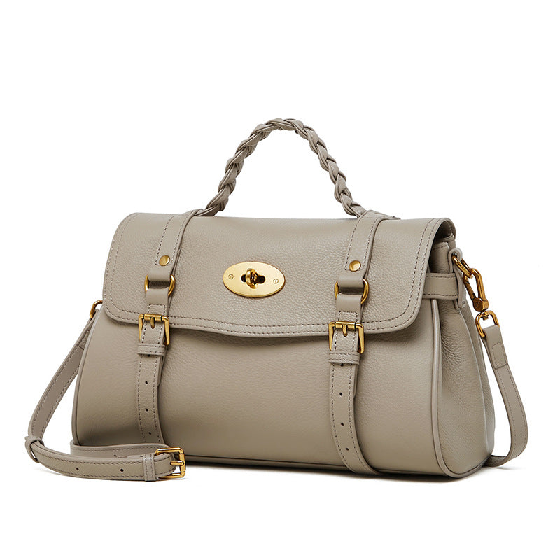 Hayesaura | Lazy Pleated Top-Layer Cowhide Bucket Tote Bag