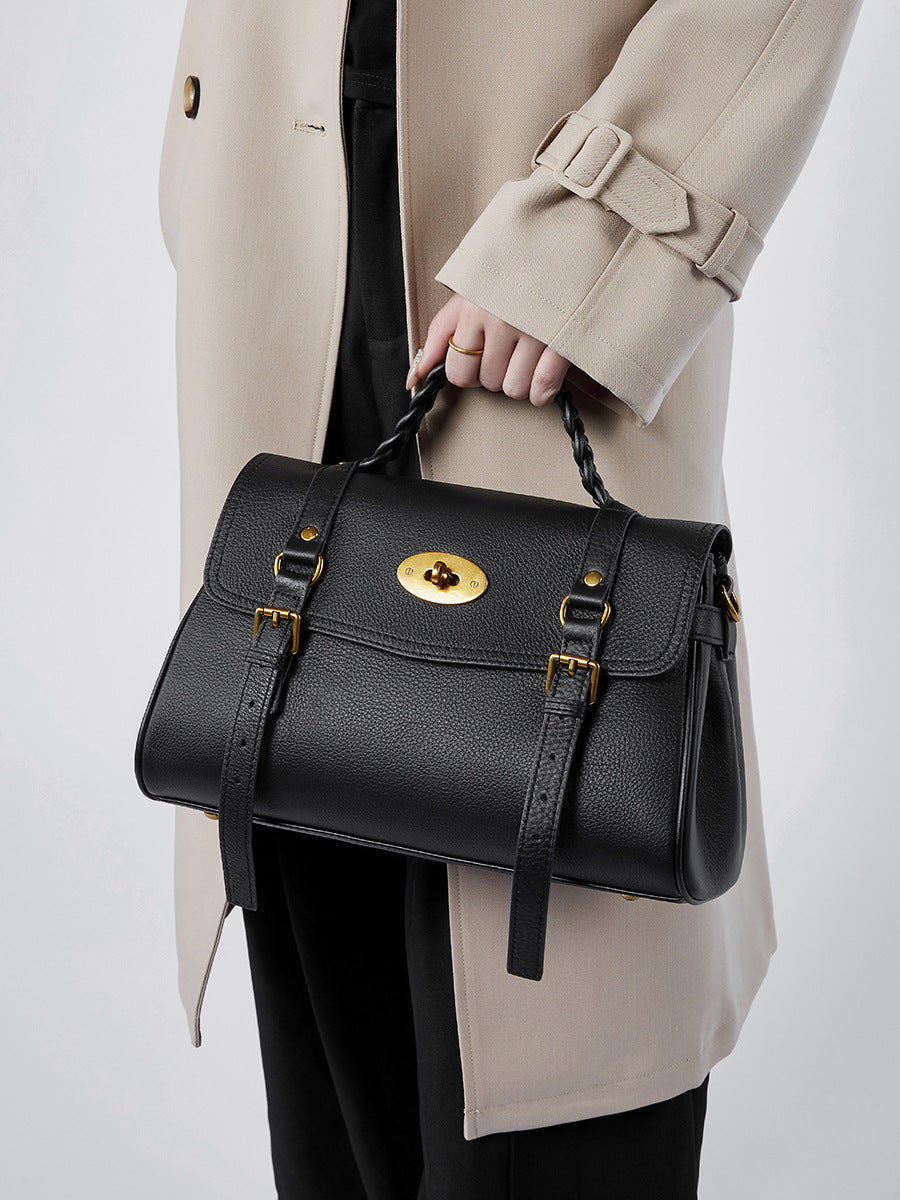 Hayesaura | Lazy Pleated Top-Layer Cowhide Bucket Tote Bag
