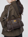 Hayesaura | Lazy Pleated Top-Layer Cowhide Bucket Tote Bag