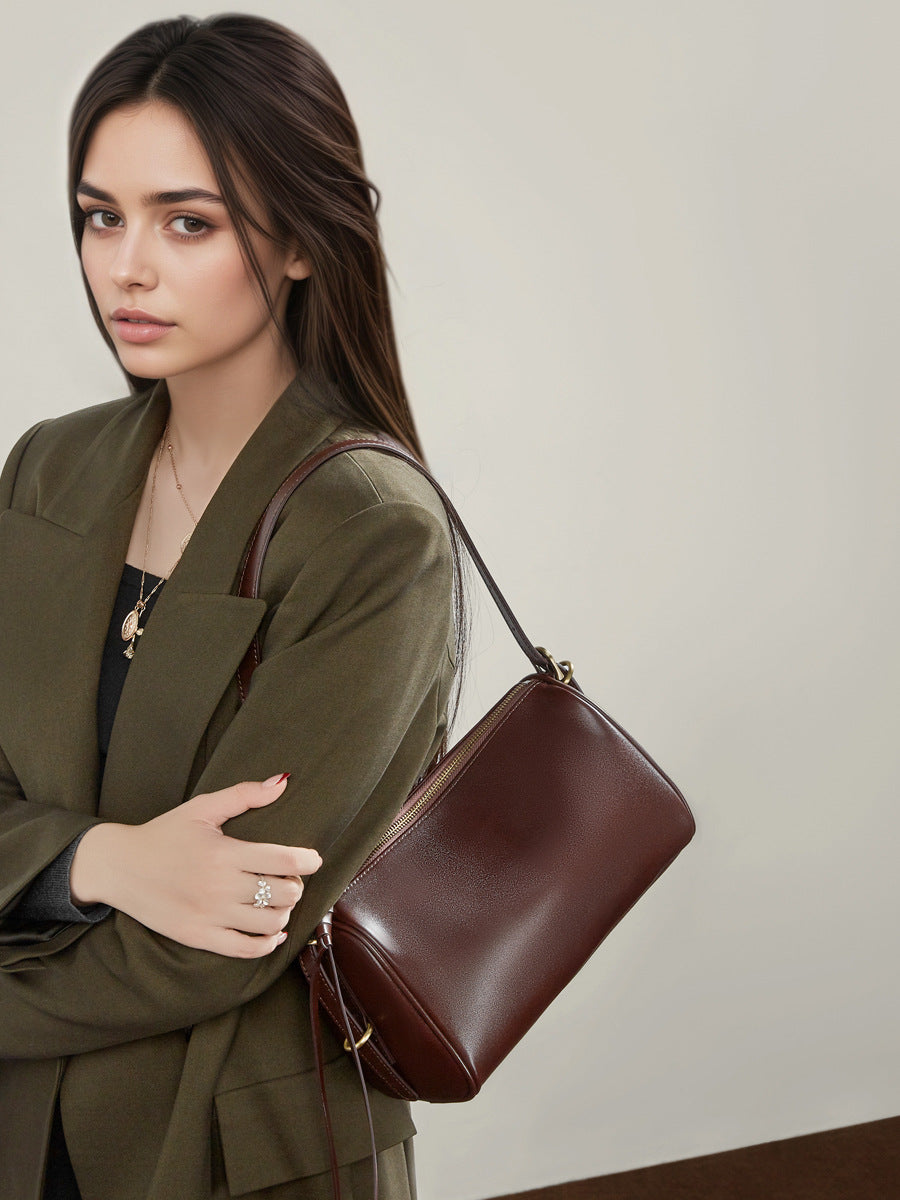 Hayesaura | Maillard Retro Vegetable-Tanned Boston Crossbody Bag