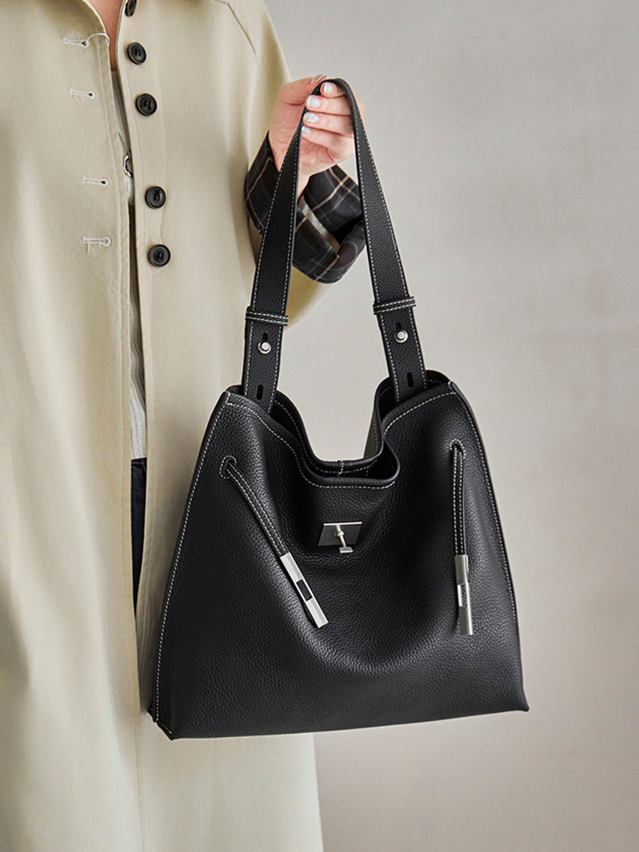 Hayesaura | Korean Niche Large Capacity Genuine Leather Commuter Tote