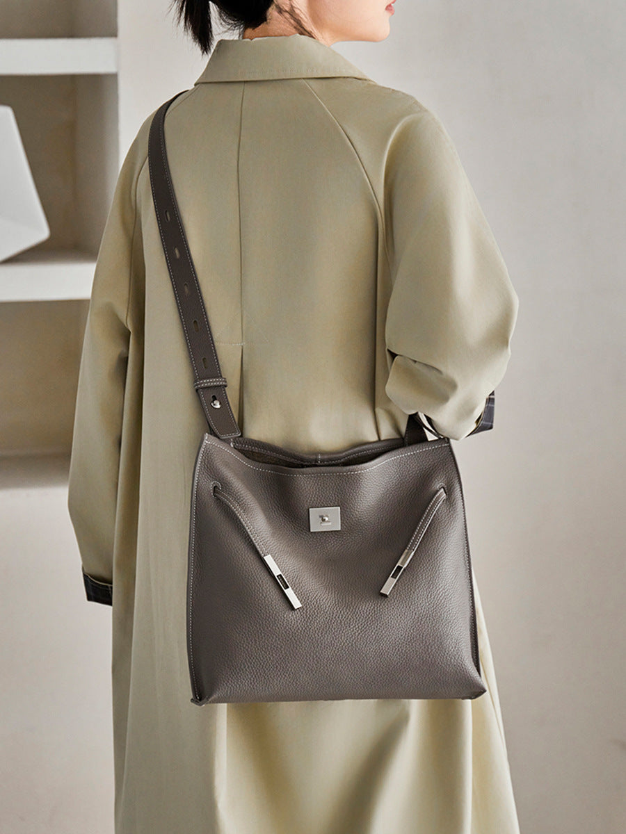 Hayesaura | Korean Niche Large Capacity Genuine Leather Commuter Tote