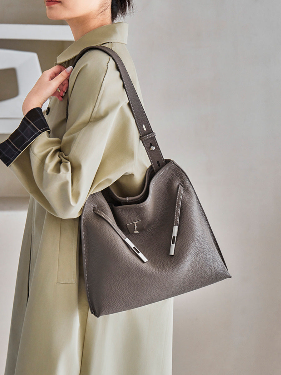 Hayesaura | Korean Niche Large Capacity Genuine Leather Commuter Tote