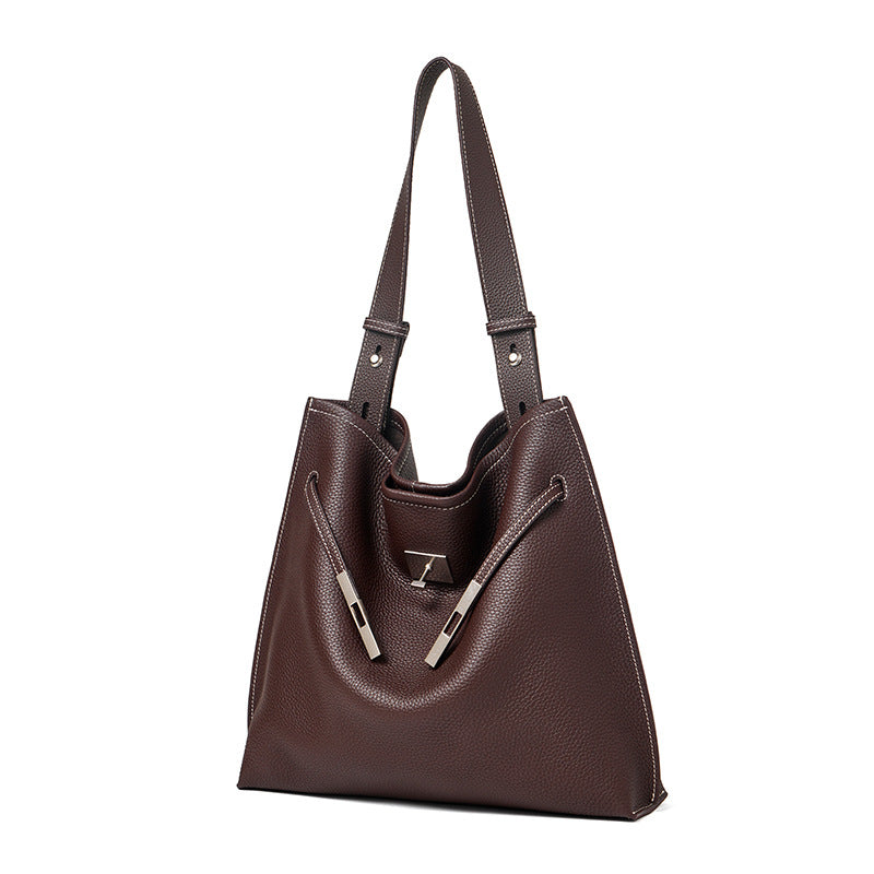 Hayesaura | Korean Niche Large Capacity Genuine Leather Commuter Tote