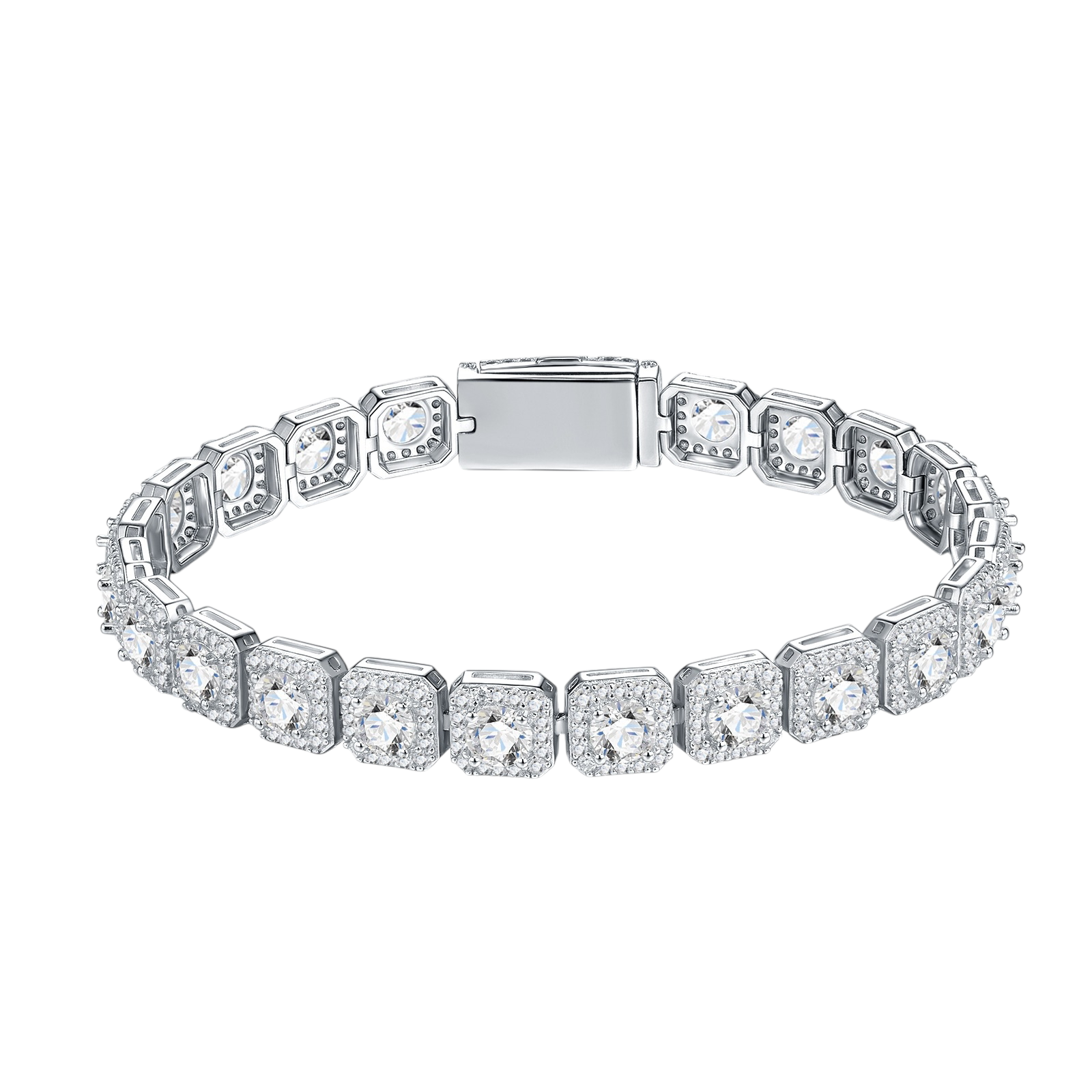 Hayesaura | Industrial Grunge Square Princess-Cut Hip-Hop Moissanite Bangle | Cyber Y2K Street Statement