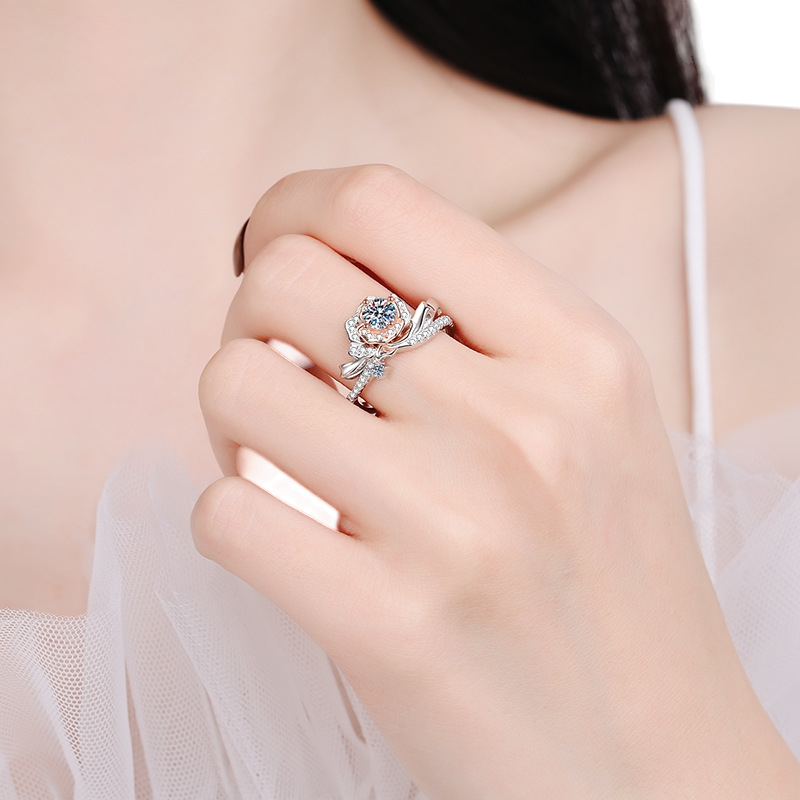 Hayesaura | Artisan Rose Gold Plated Moissanite Rose Flower Ring